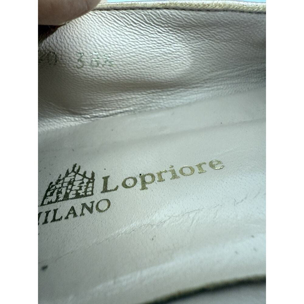 Michele Lopriore Cassidy Suede Loafers Shoes Womens 38.5 Gold Pewter Leather - Picture 13 of 13
